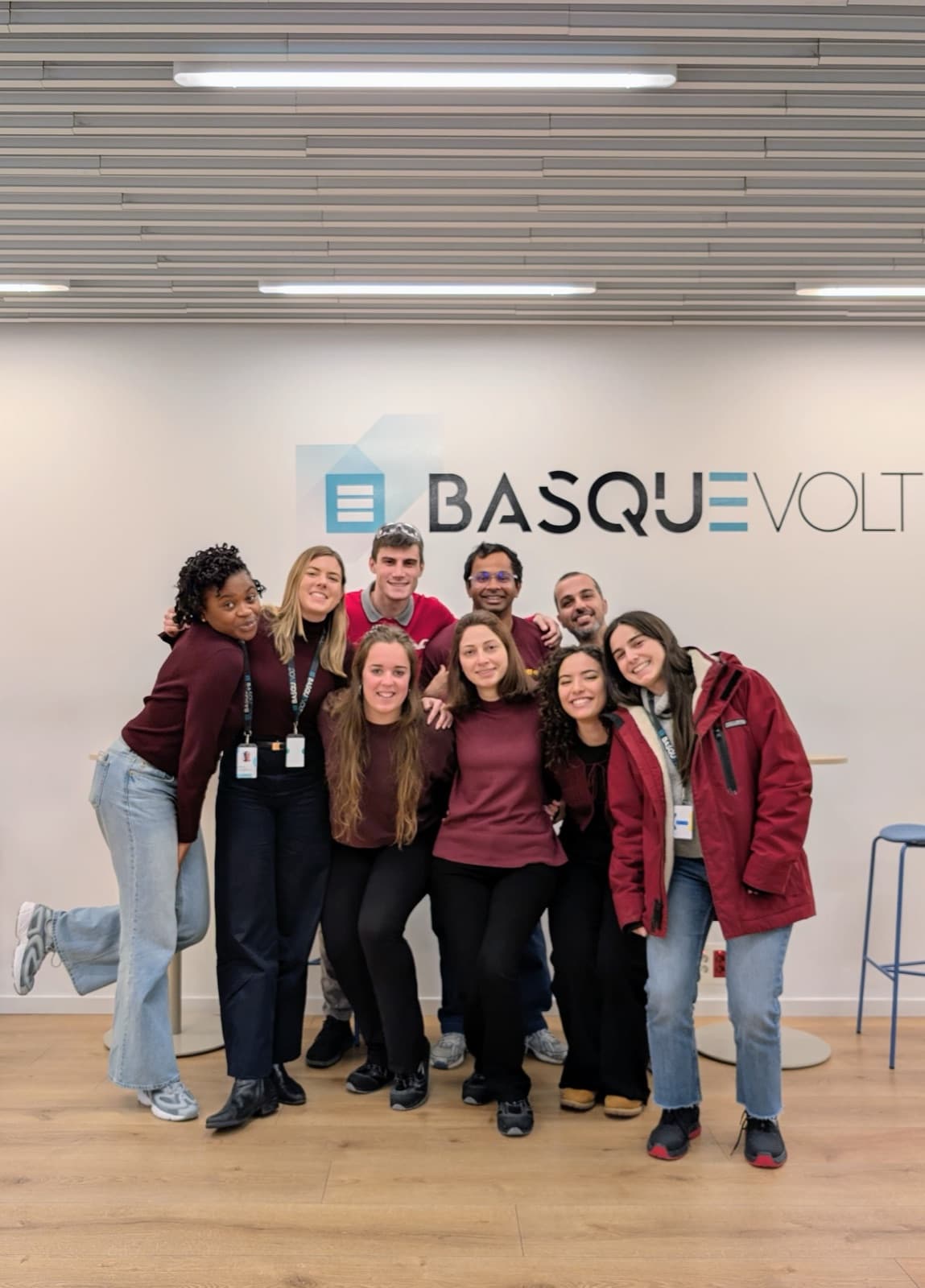 Team group photo in matching outfits